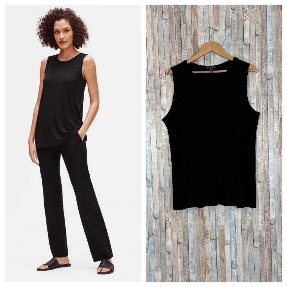 Eileen Fisher System Crew Neck Shell Viscose Stretch Jersey Knit Tank Top XL